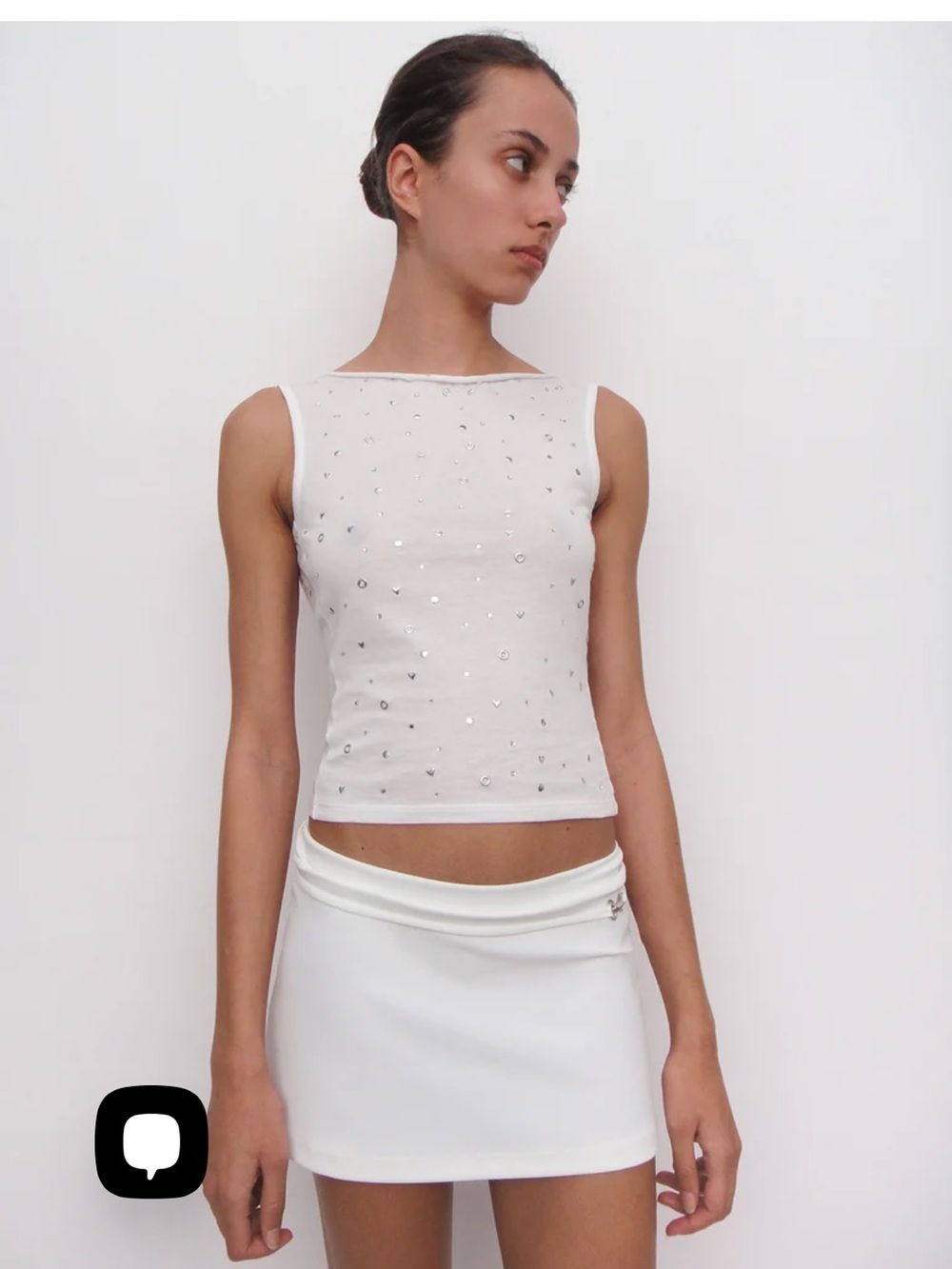 NWT Gimaguas White Micro Skirt with silver chain Waist Detail